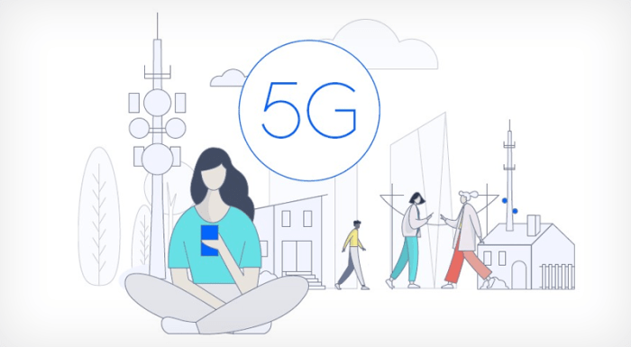 Joven usando un móvil con 5G